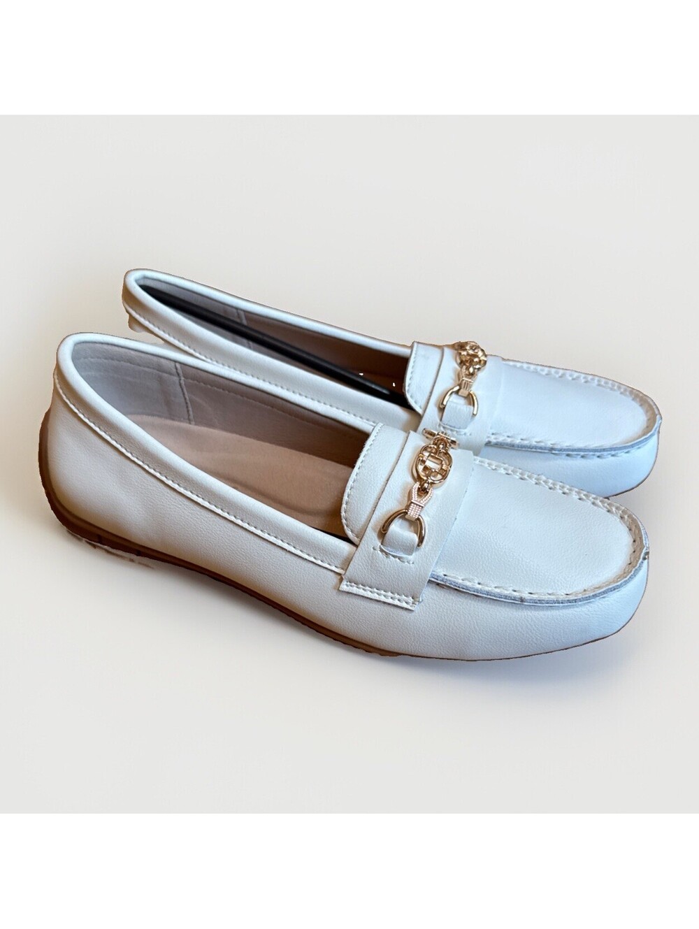 NEW Tkkae White Flats Loafers Shoes Ladies Size 7.5
